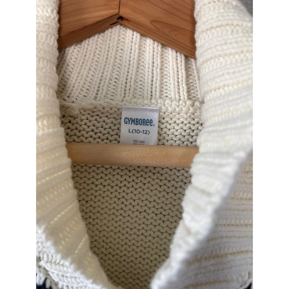 Gymboree Boys Large 10-12 Shawl Collar Cardigan Sweater Fair‎ Isle Snowflake